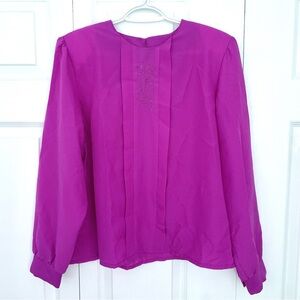 Vintage ELITE Embroidered Floral Detail Blouse Women’s Size 16